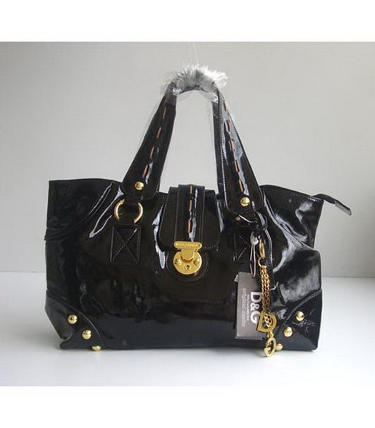 D & G Patent Leather Tote Bag_Black